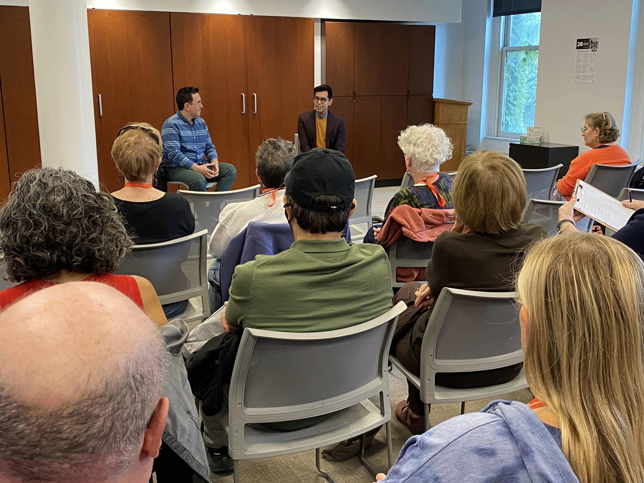 Broadway Bound with Ben Holtzman and Sammy Lopez, producers of “How to Dance in Ohio,” a musical making its world premiere at Syracuse Stage, spoke during an Orange Central Back in the Classroom program (photo from the Office of Alumni Engagement).