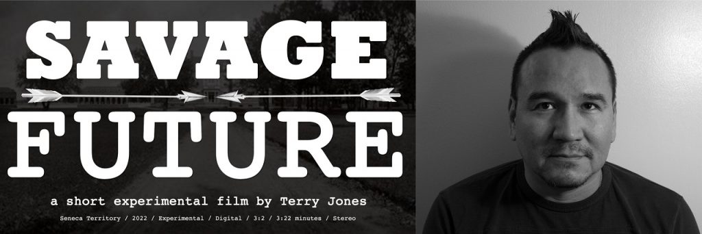 head shot next to graphic of Savage Future, a short experimental film by Terry Jones