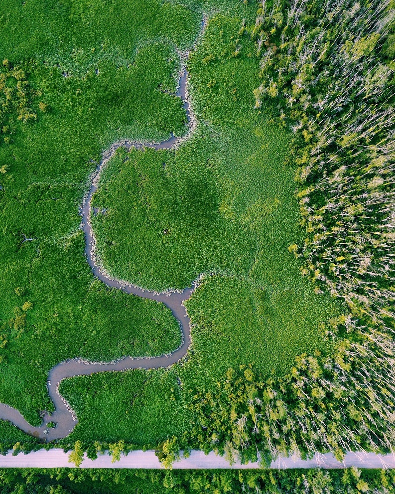 drone view of river