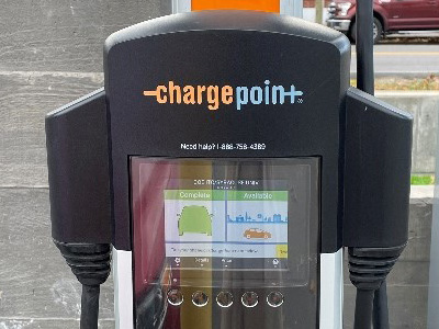 a ChargePoint electric vehicle charging station