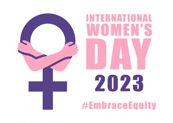 illustration with the text "International Women's Day 2023 #EmbraceEquity
