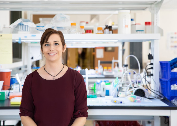 Alison Patteson poses in her lab
