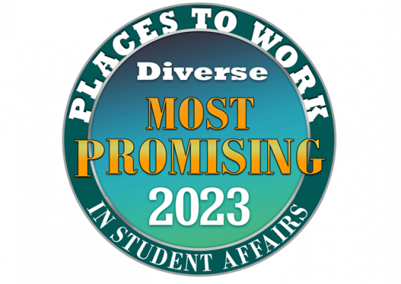 graphic that states Diverse Most Promising 2023, Places to Work, In Student Affairs