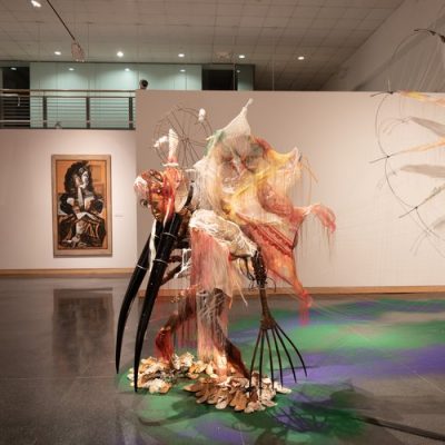 Rina Banerjee's sculpture "Viola, from New Orleans" on display at the Syracuse University Art Museum