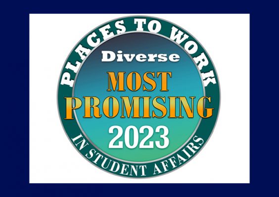 graphic that states Diverse Most Promising 2023, Places to Work, In Student Affairs