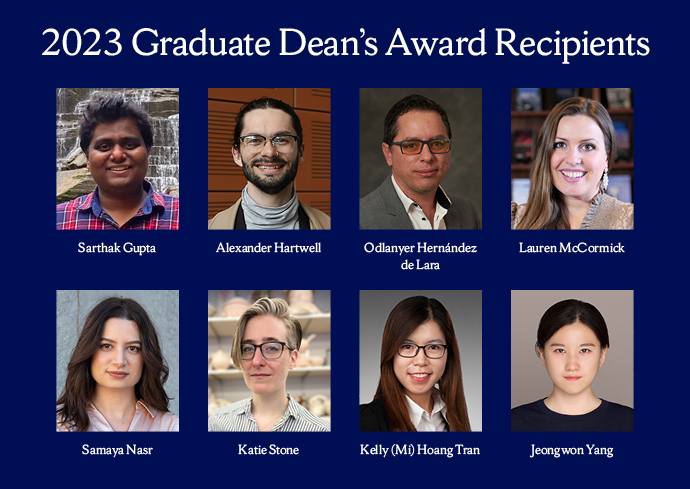 Graphic of eight men and women who won Graduate Dean's Awards