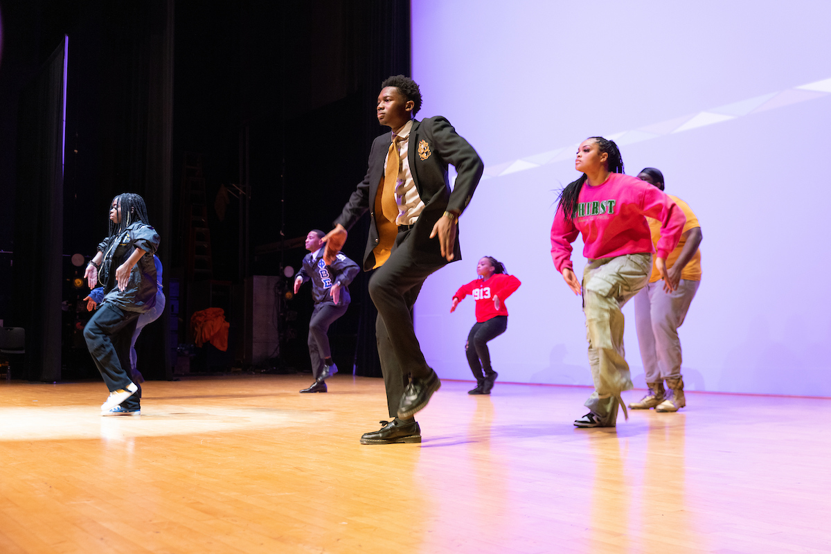 performers dancing on stage at the Black History Month Kickoff Celebration