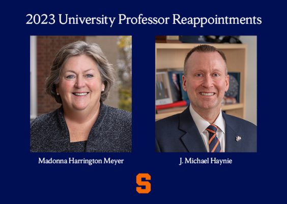 Two professors side by side reappointed as University Professors