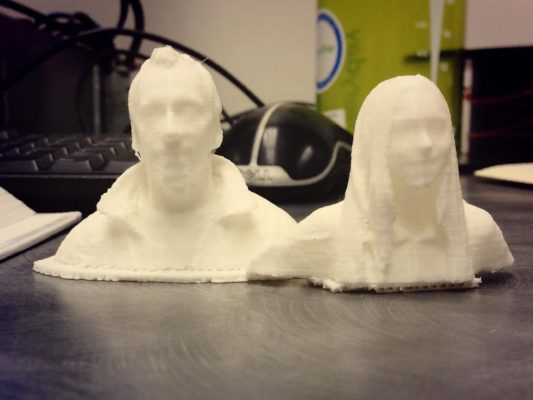 3D printed heads of John and Gianna Mangicaro
