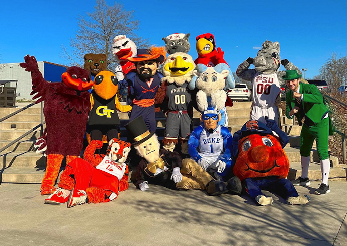 Otto the Orange with the other ACC Mascots