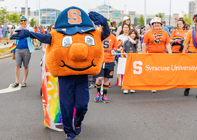 Otto leading the team marching in the Syracuse Pride Parade.