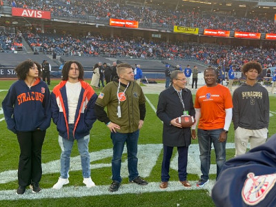 Hometown Heroes Ceremony on the field at Yankee Stadium.