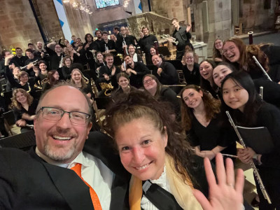 Tim Diem, Michelle Taylor and the Syracuse University Wind Ensemble at St. Giles Cathedral in Edinburgh.
