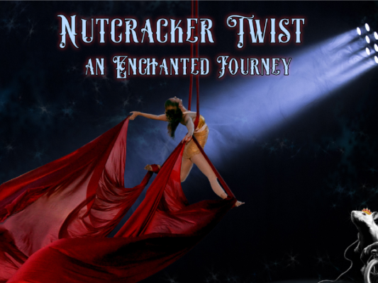 Nutcracker Twist an Enchanted Journey with an individual doing acrobatics. 