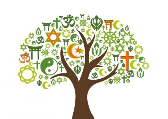 illustration of a tree depicting many different faiths