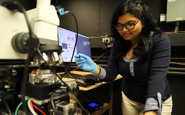 Graduate student in the quantum technology lab