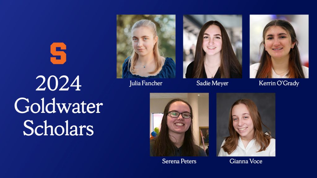2024 Goldwater Scholars text with headshots of the five student recipients.