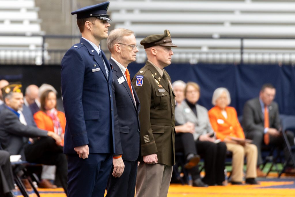 Chancellor Syverud with ROTC commanders