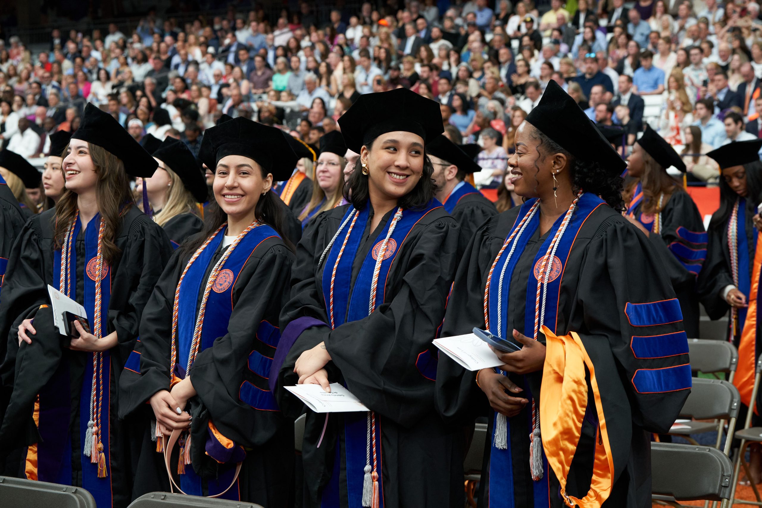 College of law students at commencement in caps and gowns.