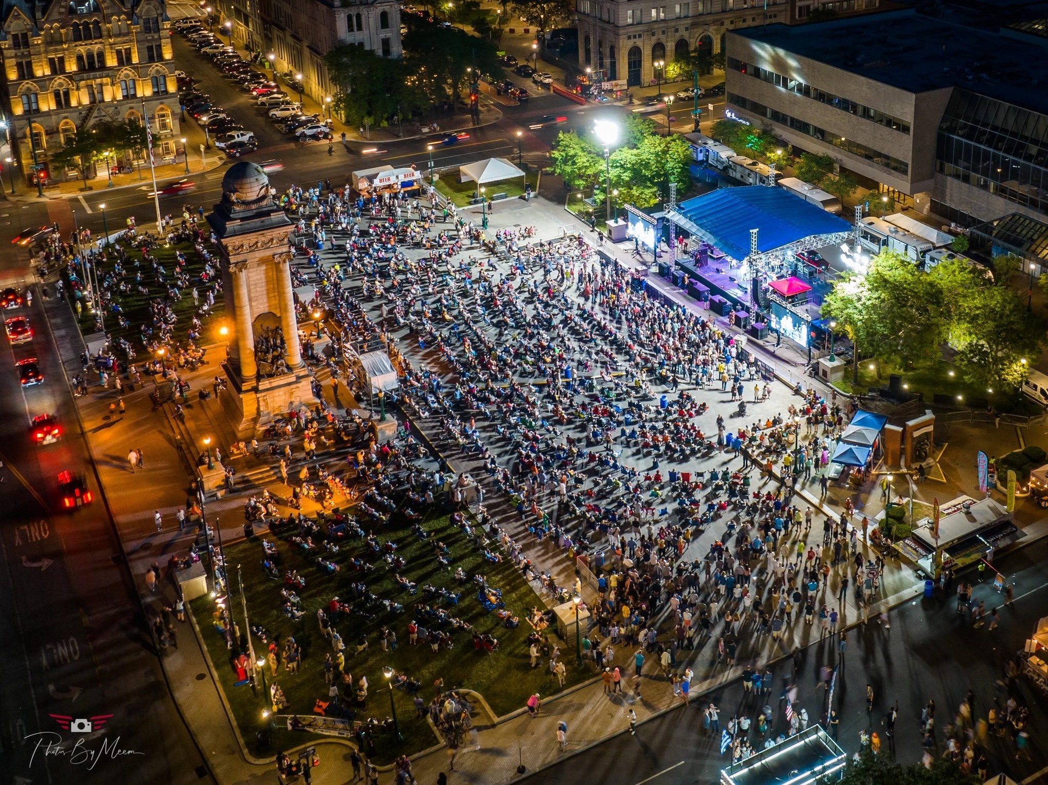 Arial shot of a concert 