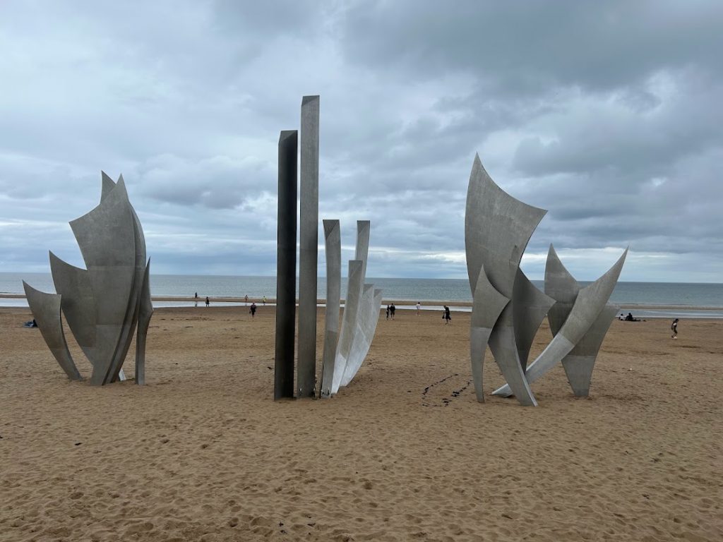 sculptures on beach
