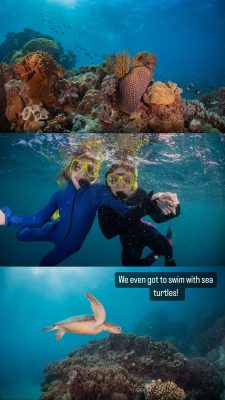 Students in Great Barrier Reef during trip to Australia in spring of 2024.