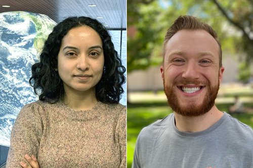 composite of headshots for Tripti Bhattacharya and David Fastovich