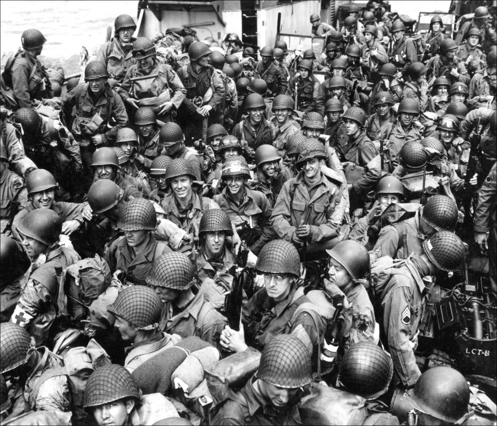 crowded group of soldiers on ship