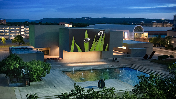 artwork installation on the Everson Museum building