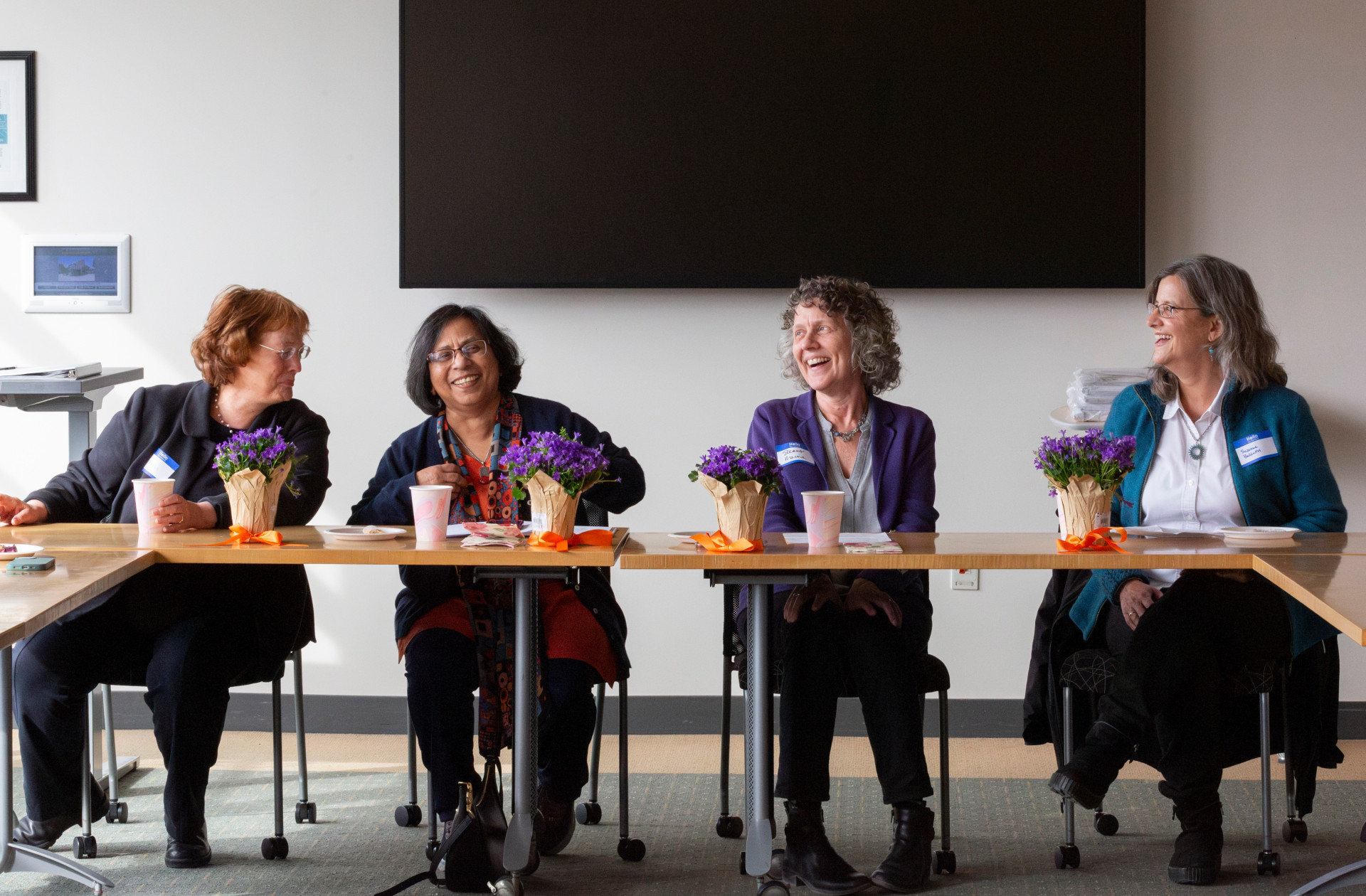 Emerita professors Karin Ruhlandt, Shobha Bhatia, Eleanor Maine and Suzanne Baldwin