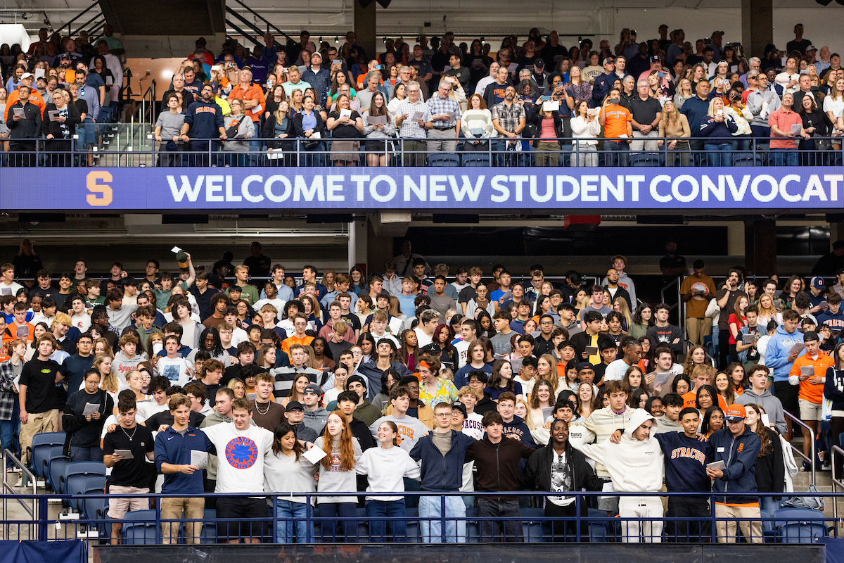 Students standing in the JMA Dome