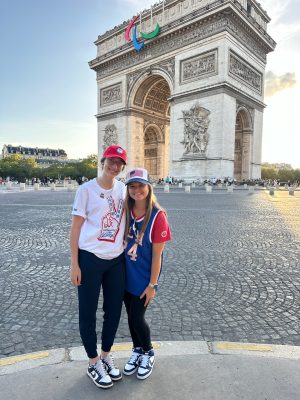 Sport Management student Livia McQuade and alumna Jessica Leonard at Paralympics in Paris.