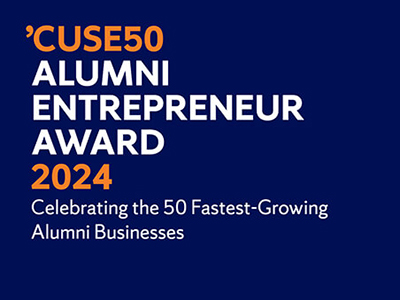 Logo for the 'CUSE50 Alumni Entrepreneur Award 2024, celebrating the 50 fastest-growing alumni businesses.