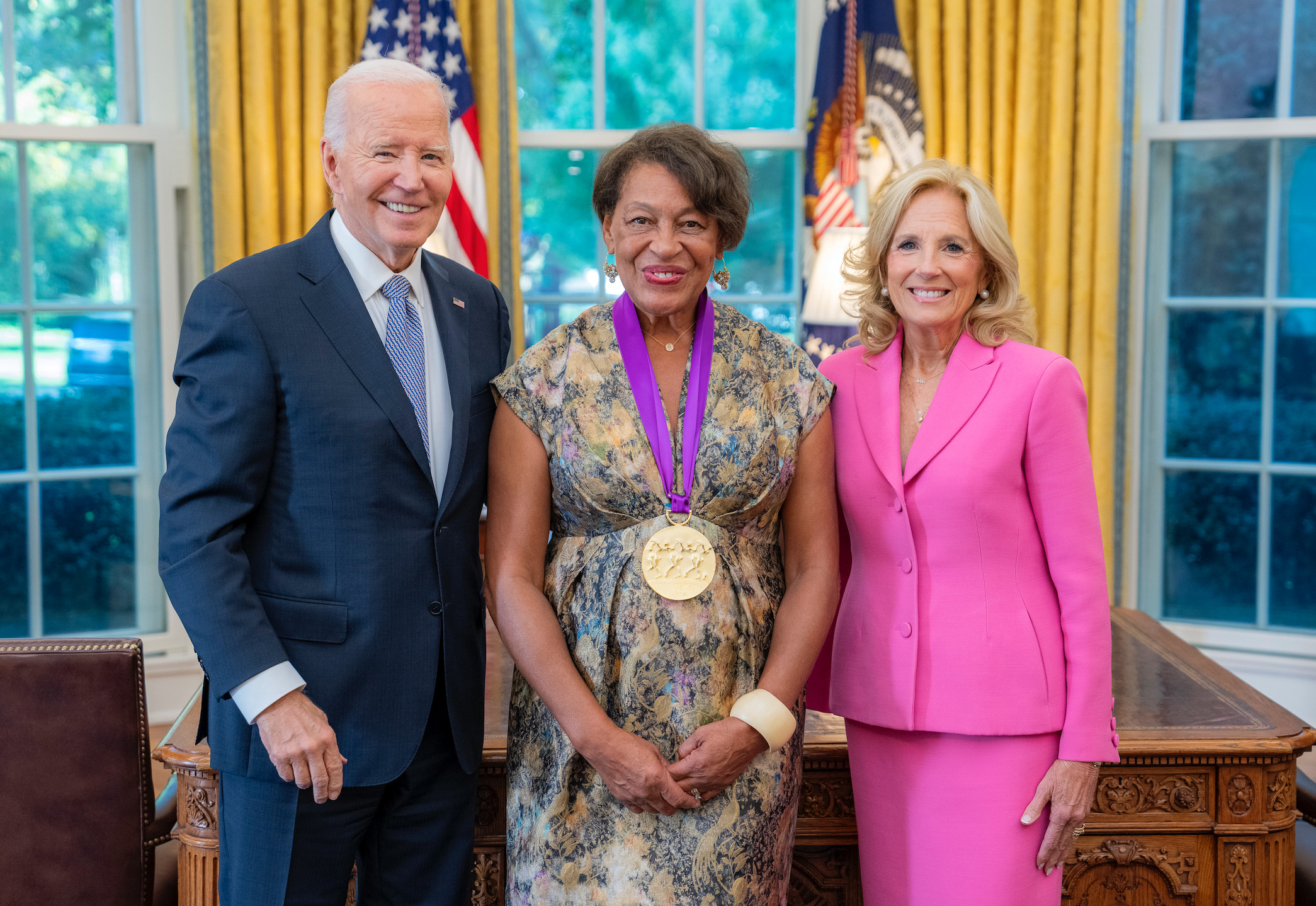 President Joseph R. Biden Jr. L'68, University Artist-in-Residence Carrie Mae Weems H'17 and First Lady Jill Biden 