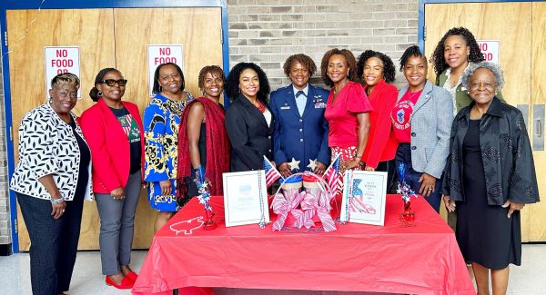 Theresa Cross, second from left, with her Veteran sorority sisters at a Veterans Day event in Florida in 2023.