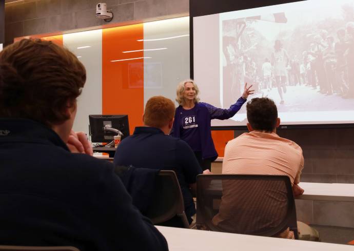 Running Legend Kathrine Switzer’s Message to Falk College Students: ‘Go Out and Get It’