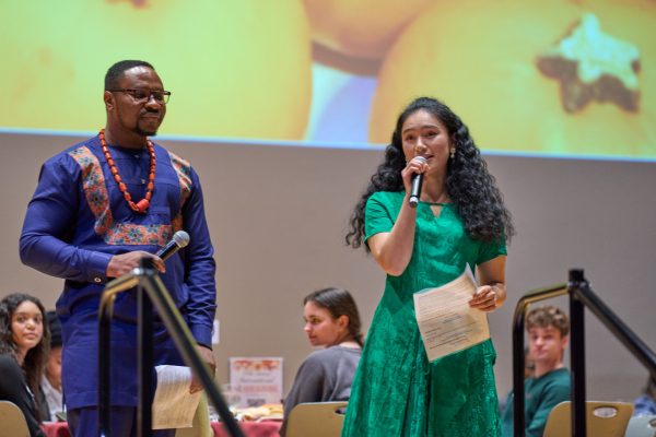 International Thanksgiving Celebration emcees David Ojo and Stephanie Hua