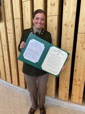 Madison Kaifas-Steiner as a newly commissioned Second Lieutenant upon graduating from LeMoyne College and the U.S. Army ROTC program at Syracuse University.