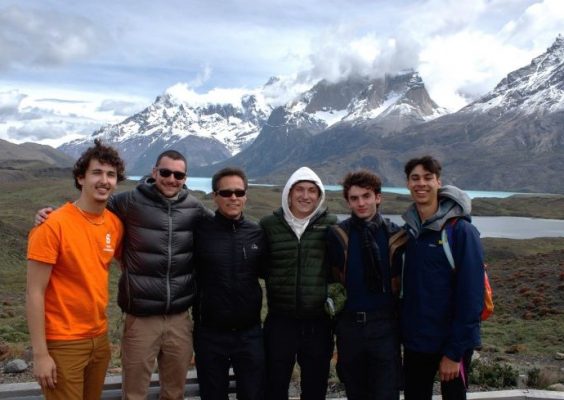 group of students with professor in the high mountains of patagonia