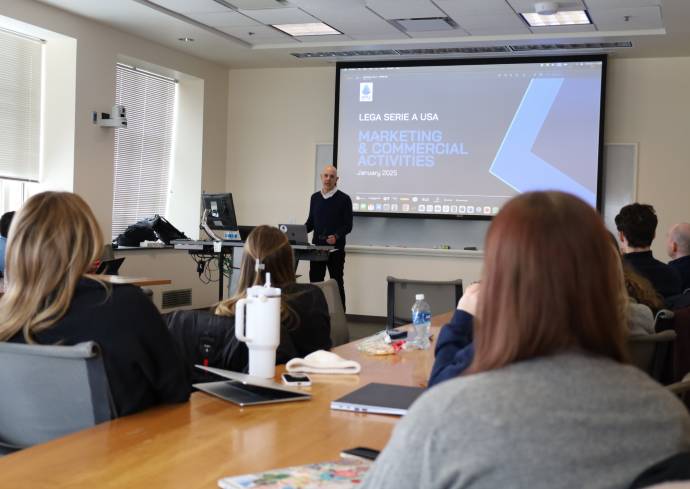 Head of U.S. Division of Italian Soccer League Meets With Falk College Students