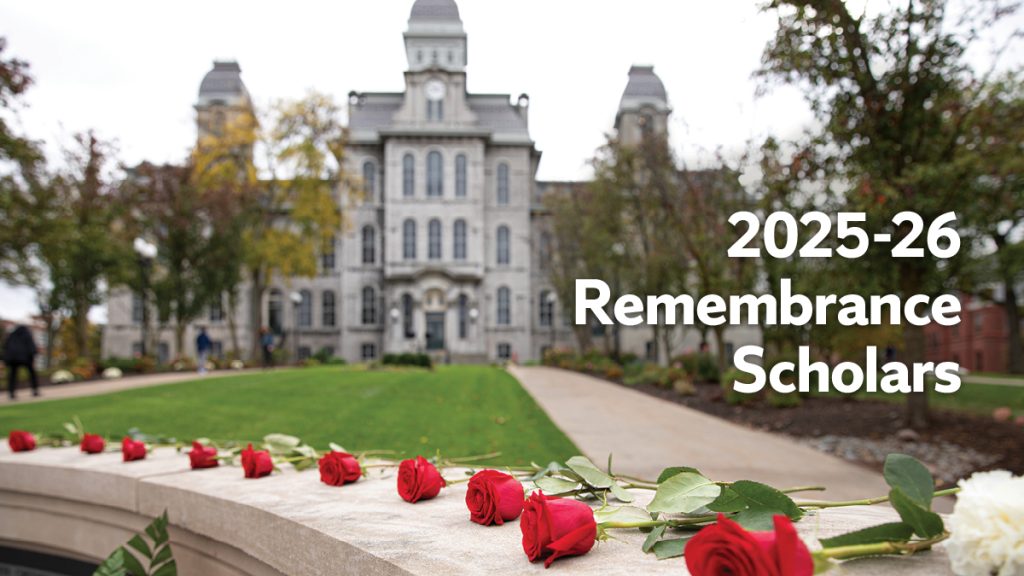 Hall of Languages and Remembrance Wall with roses