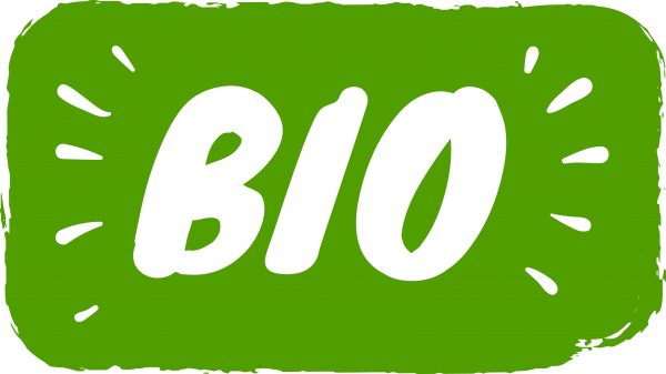 Green rectangular background with the word 'BIO' in large, bold white letters at the center, surrounded by small white lines radiating outward for emphasis