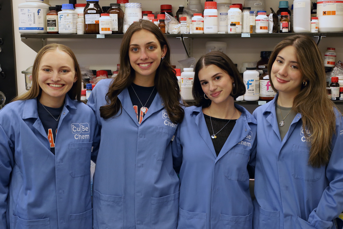 After graduation, Morgan Opp, Lucy Olcott, Jesse Buck and Isabella Chavez Miranda will take the lessons learned in the lab and apply them in their master’s and Ph.D. programs at prestigious graduate schools.