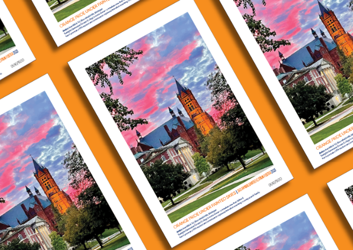 Fund for Syracuse limited edition posters... illuminated clouds over Crouse College