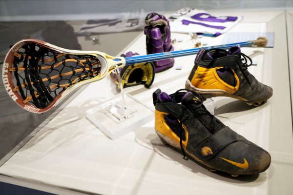 Items from Neal Powless' career were on display, including a lacrosse stick, cleats and jersey