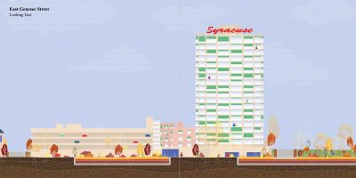 Depiction of what the Genesee Street tower will look like after the I-81 viaduct has been demolished.