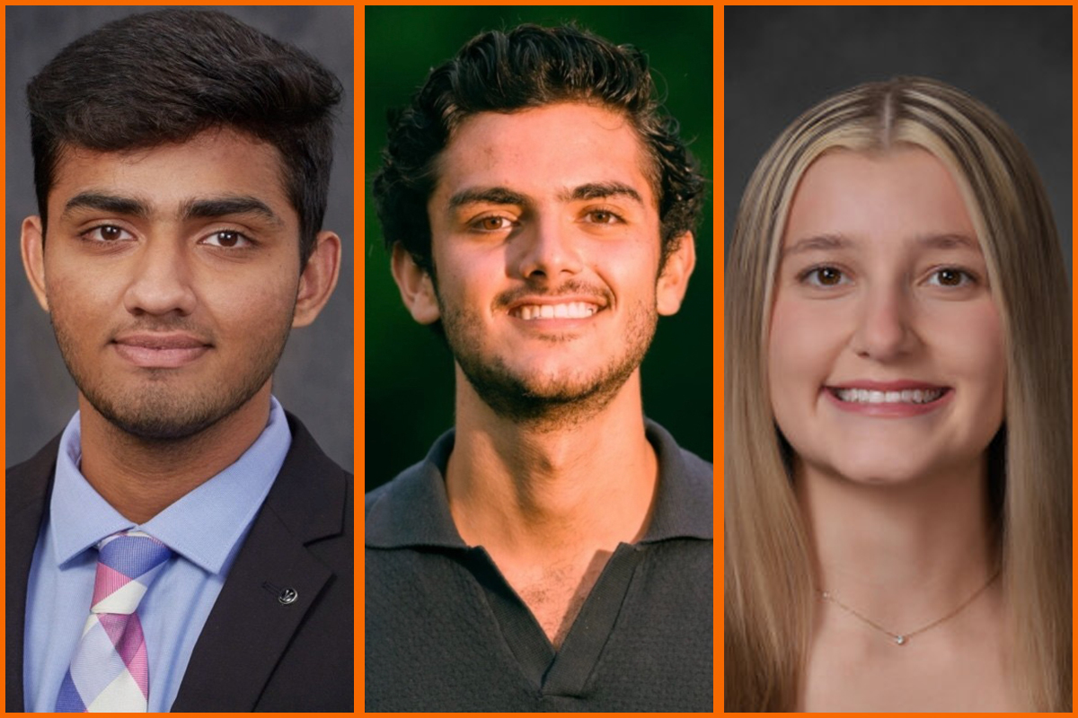 A composite photo consisting of three headshots of Syracuse University students.