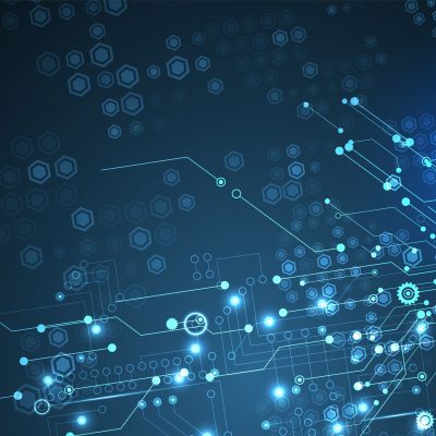 Digital padlock with glowing network connections and hexagonal patterns