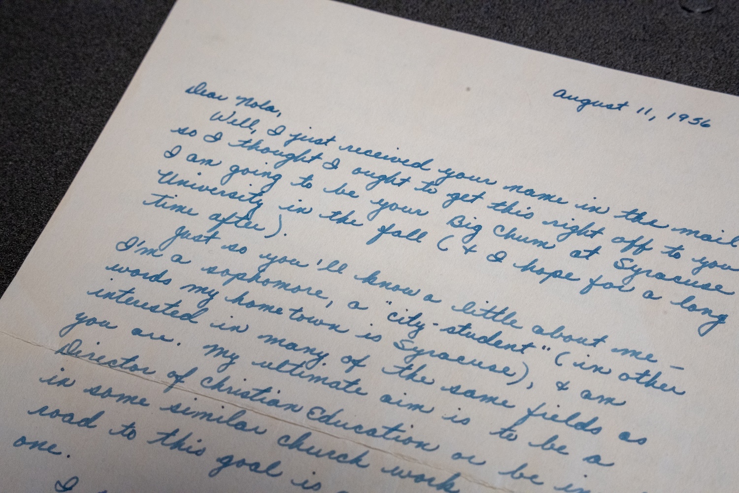 Handwritten letter dated August 11, 1956.