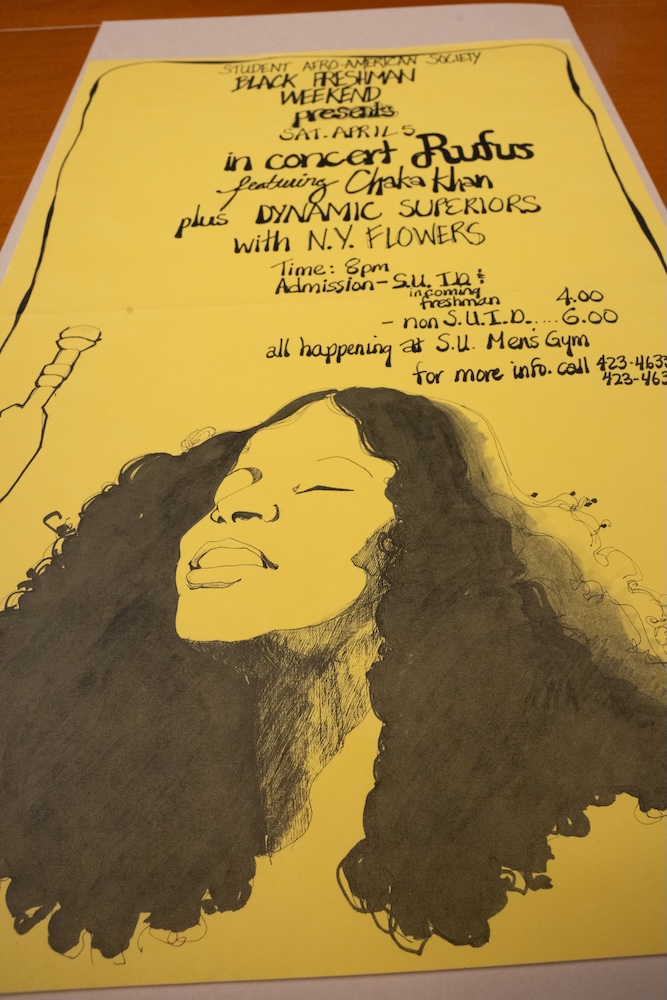 Yellow concert poster for Rufus featuring Chaka Khan and Dynamic Superior